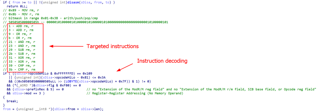 Register-register instruction decoding