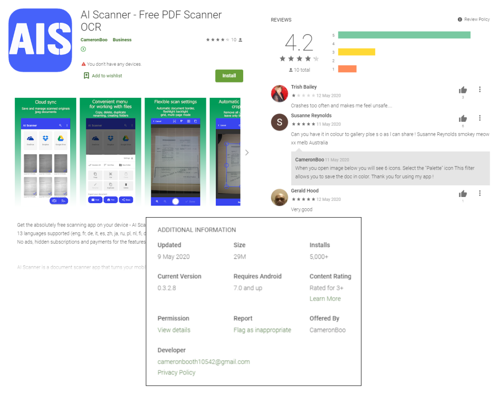The Mandrake application from the previous campaign on Google Play